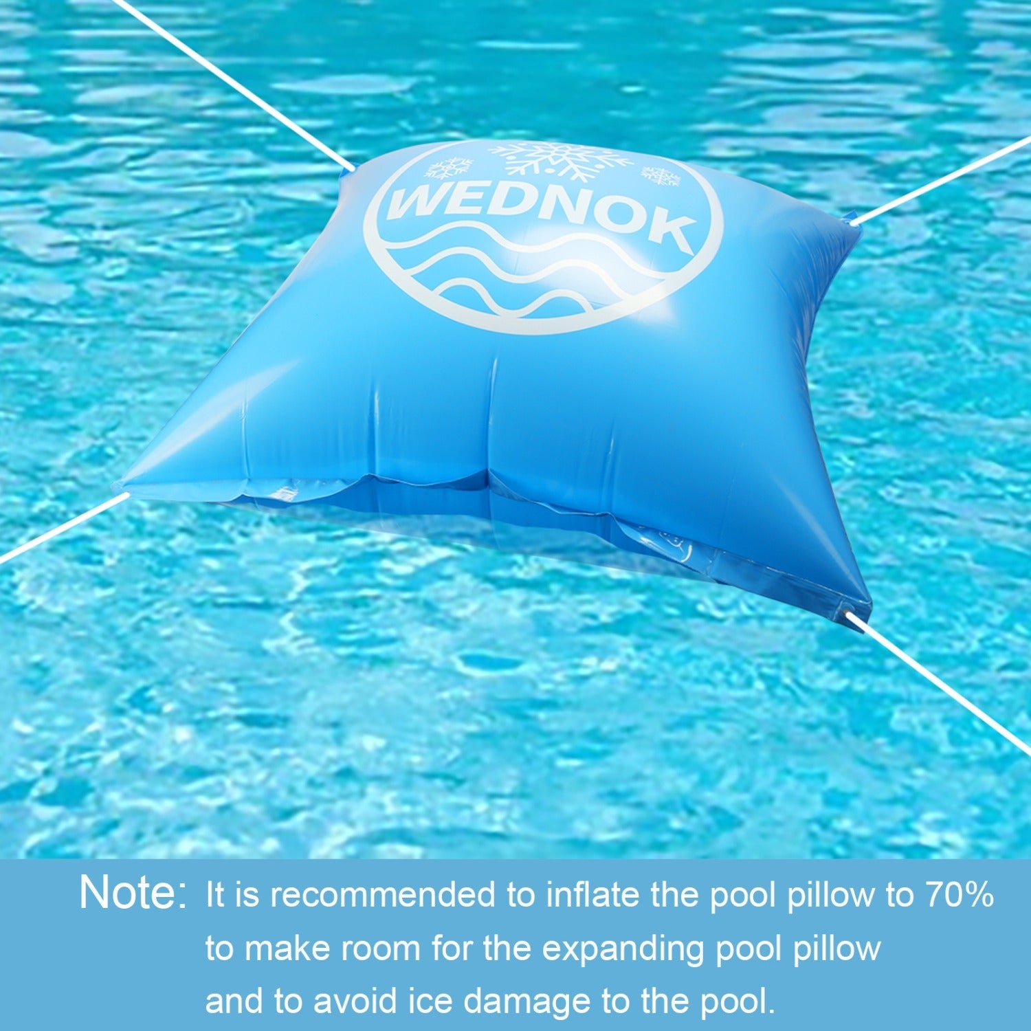 Set de coussins d'air de piscine design - 2 coussins carrés et cordes d'attache