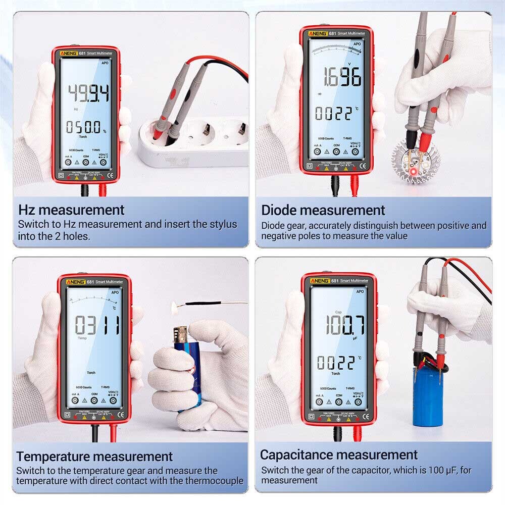 Smart LCD Multimètre numérique 6000 Compte AC DC Testeur de résistance