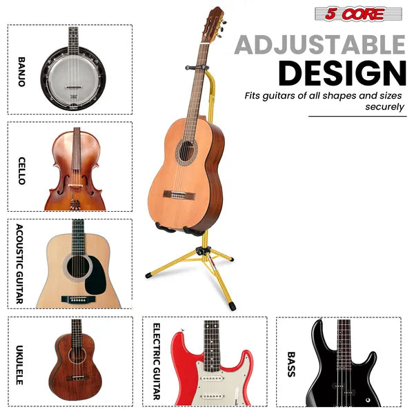 5 Support de guitare de base support de sol réglable lourd de service W fixation pour Acoustic Electric Classi