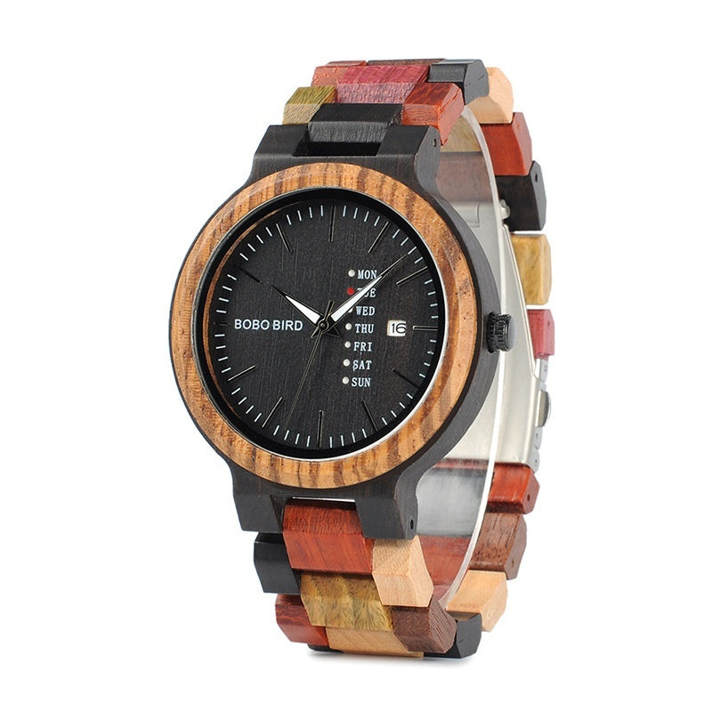 Montres en bois et montres Quartz affichage de la date