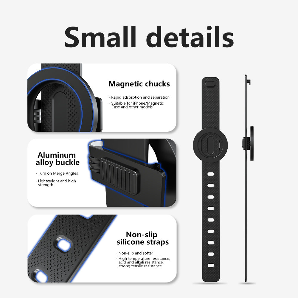 Support de téléphone magnétique MagSafe avec bracelet en silicone réglable
