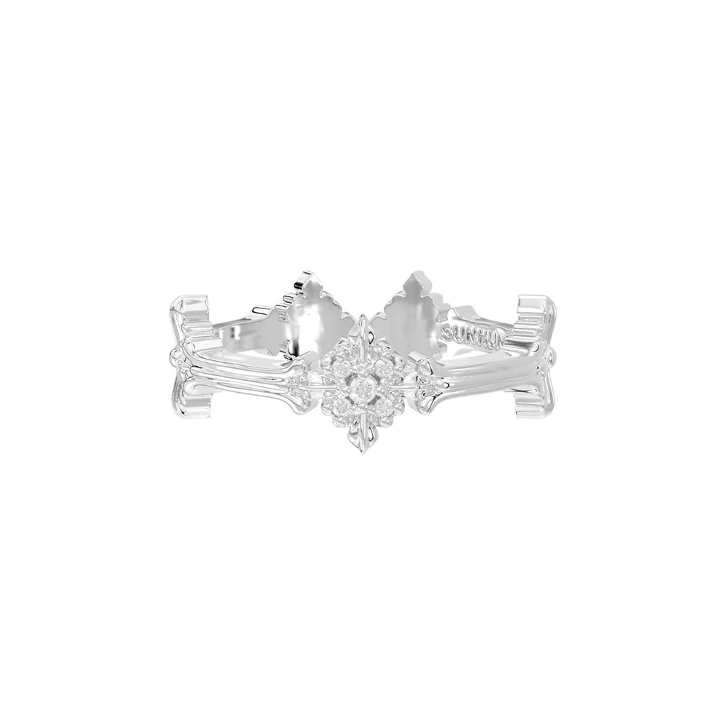 Trois lignes horizontales Bijoux Iris Fleur Anneau Lumière Titanium Dentelle Hollow Maillard Lumière