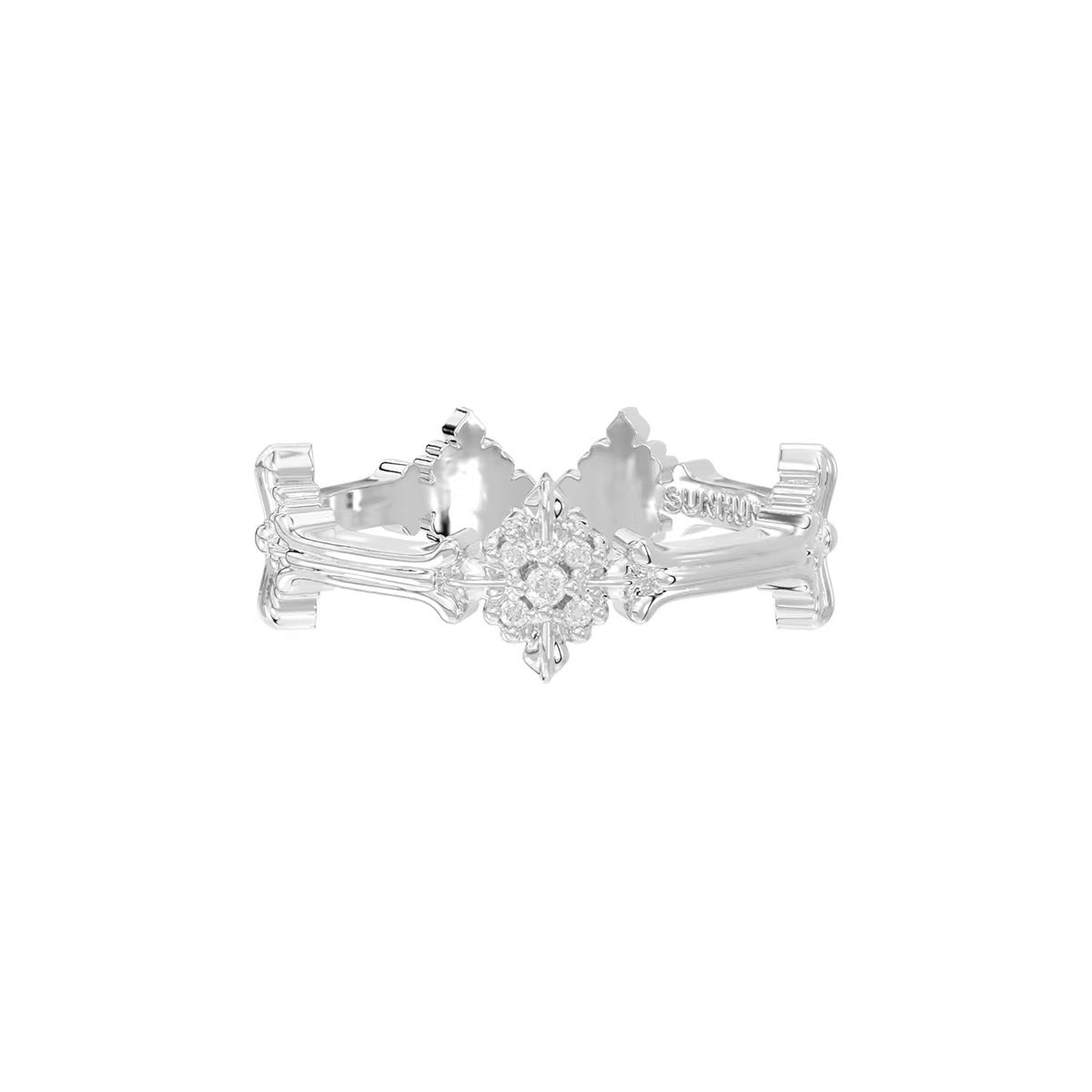 Trois lignes horizontales Bijoux Iris Fleur Anneau Lumière Titanium Dentelle Hollow Maillard Lumière