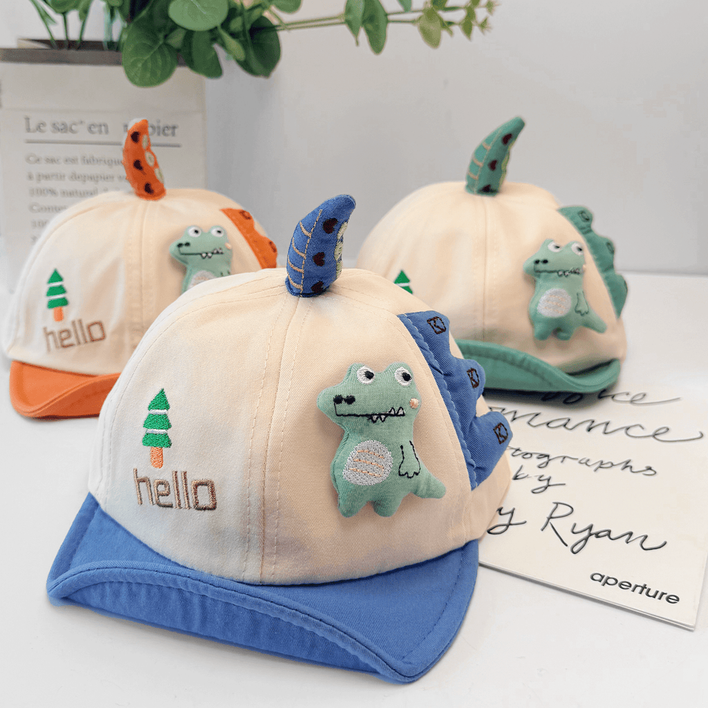 Trois dimensions Cartoon bébé Dinosaure Soft Cap avec brim et les oreillettes été automne Ligh