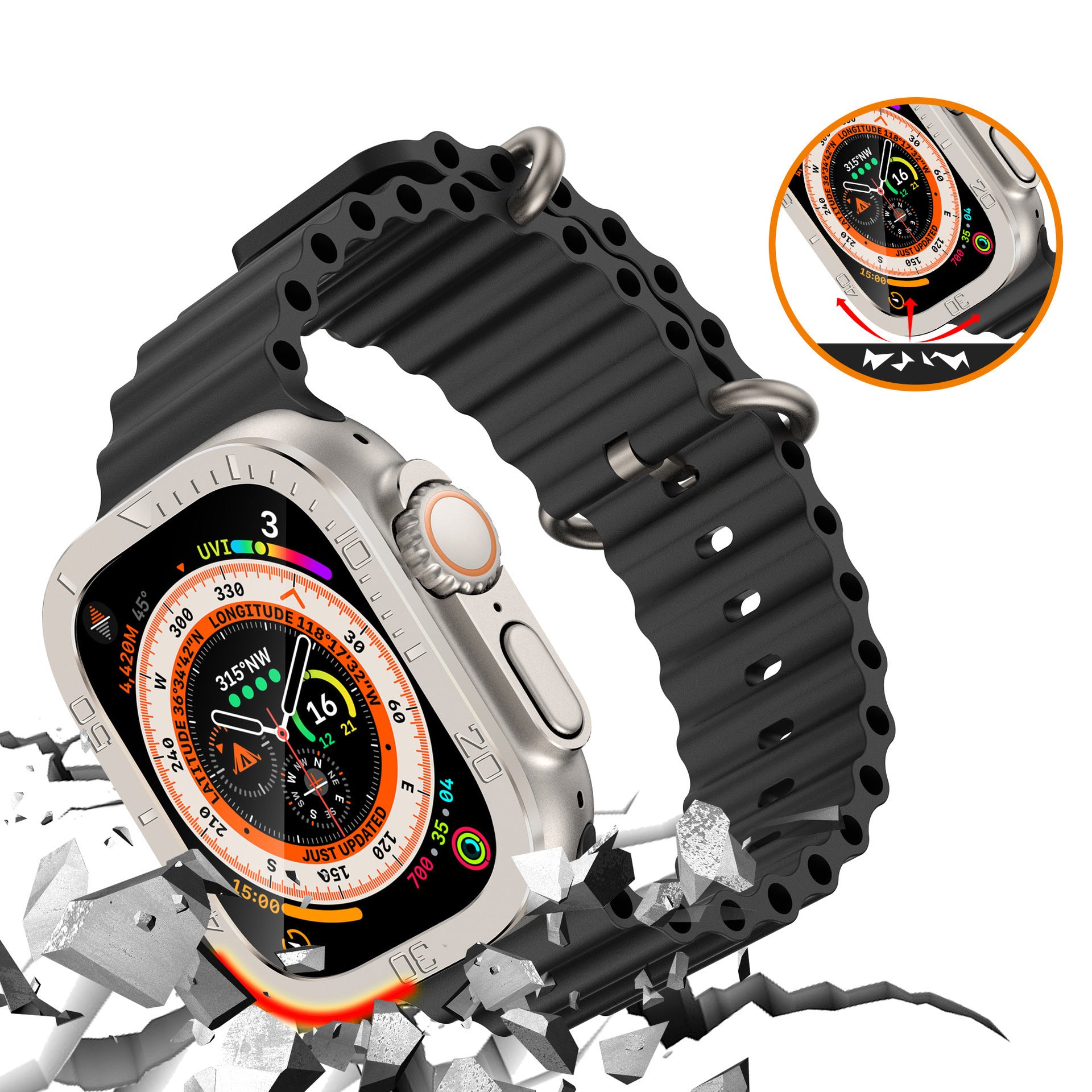 Montre 49mm Cadre en métal numérique
