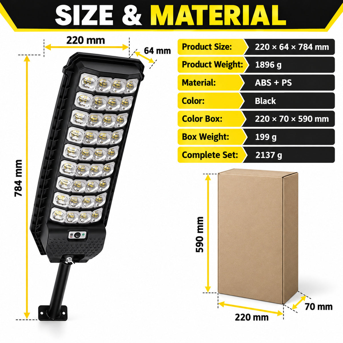 Solar Powered Motion Sensor Outdoor Light W7208 9 Noir pour Garden Yard Street Wall LED