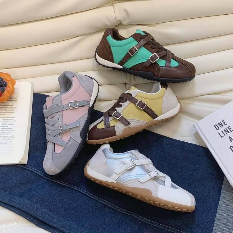 Retro Sweet Cool Color Bloqué épais Soled Board Chaussures pour femmes