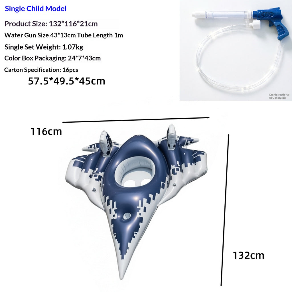 Bague de bain gonflable double parent-enfant en PVC avec pistolet à eau