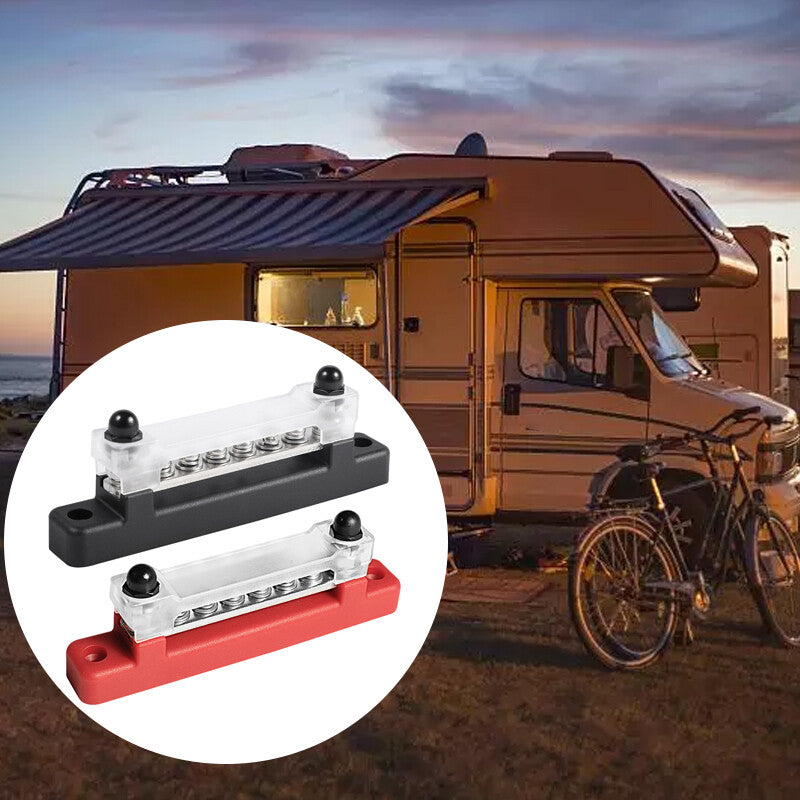 2X 12 Terminal Block Bus Bar & Cover 12V Distribution Bus Bar Auto Boat Power W