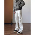 Jeans vintage de style américain brodés blanc pour hommes
