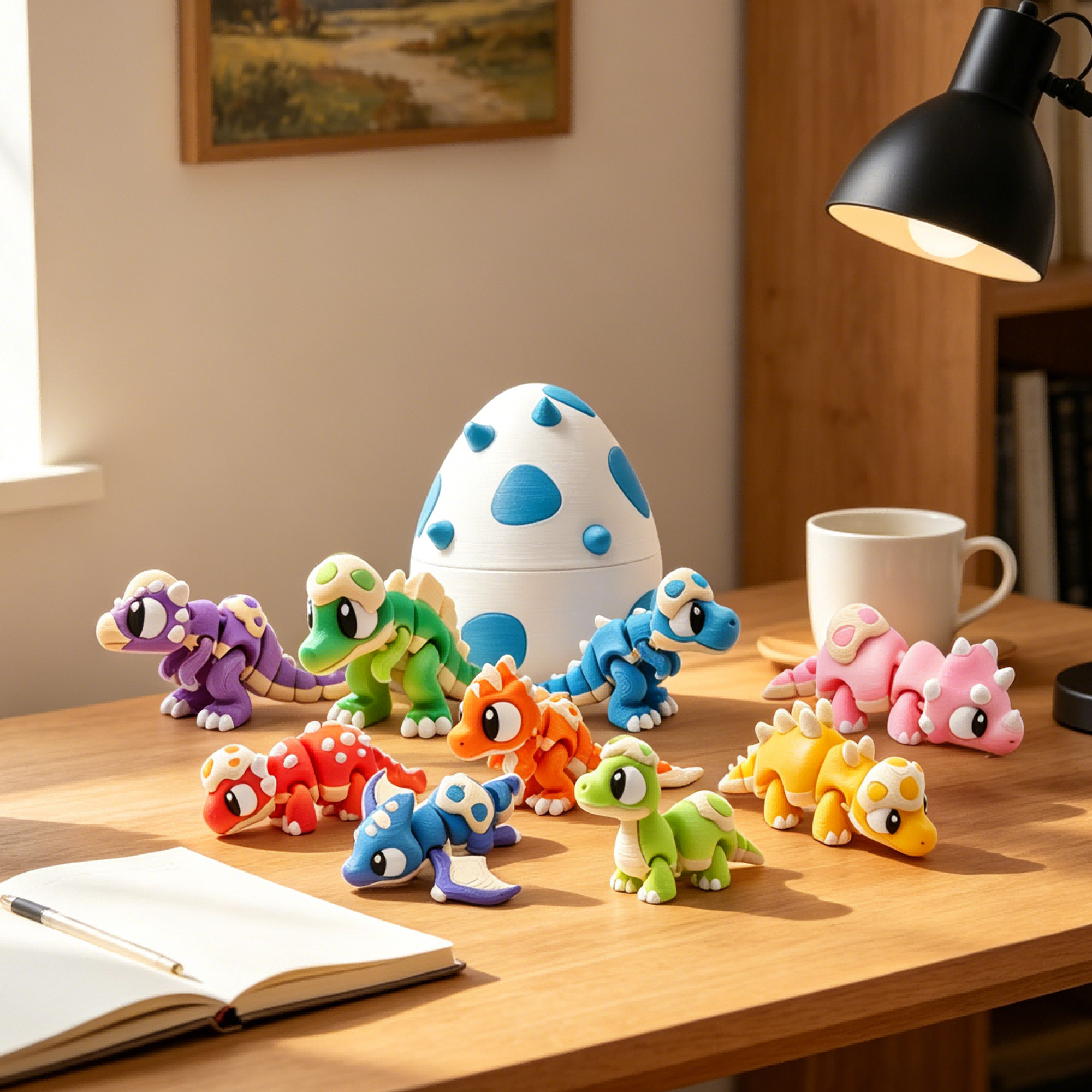 9PCS 3D imprimé Dinosaure Figures 1 Ensemble d'oeufs dinosaure