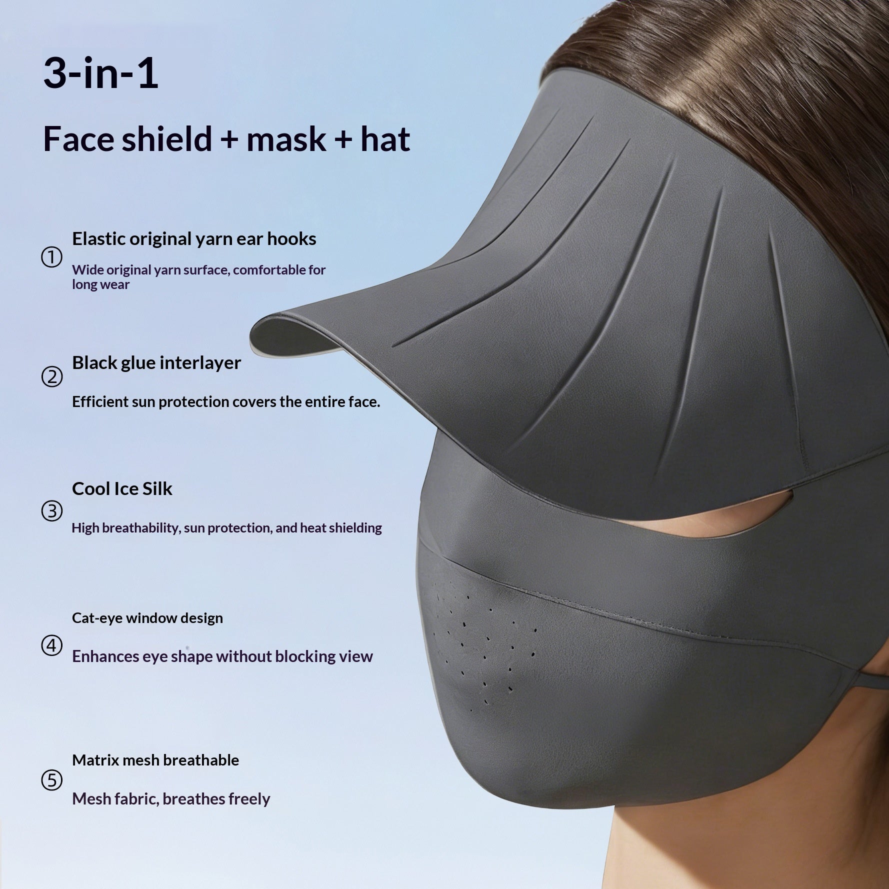 Masque du visage protecteur du soleil d'été pour femmes