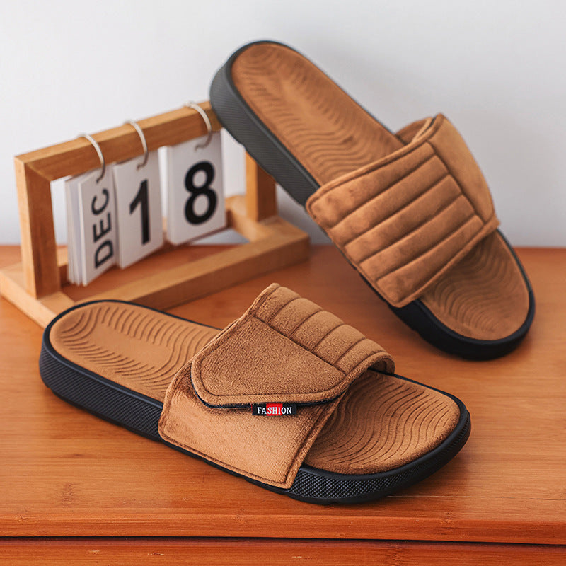 Mens Velcro-Strap réglable confortable Soft-Soled Respirant Slippers