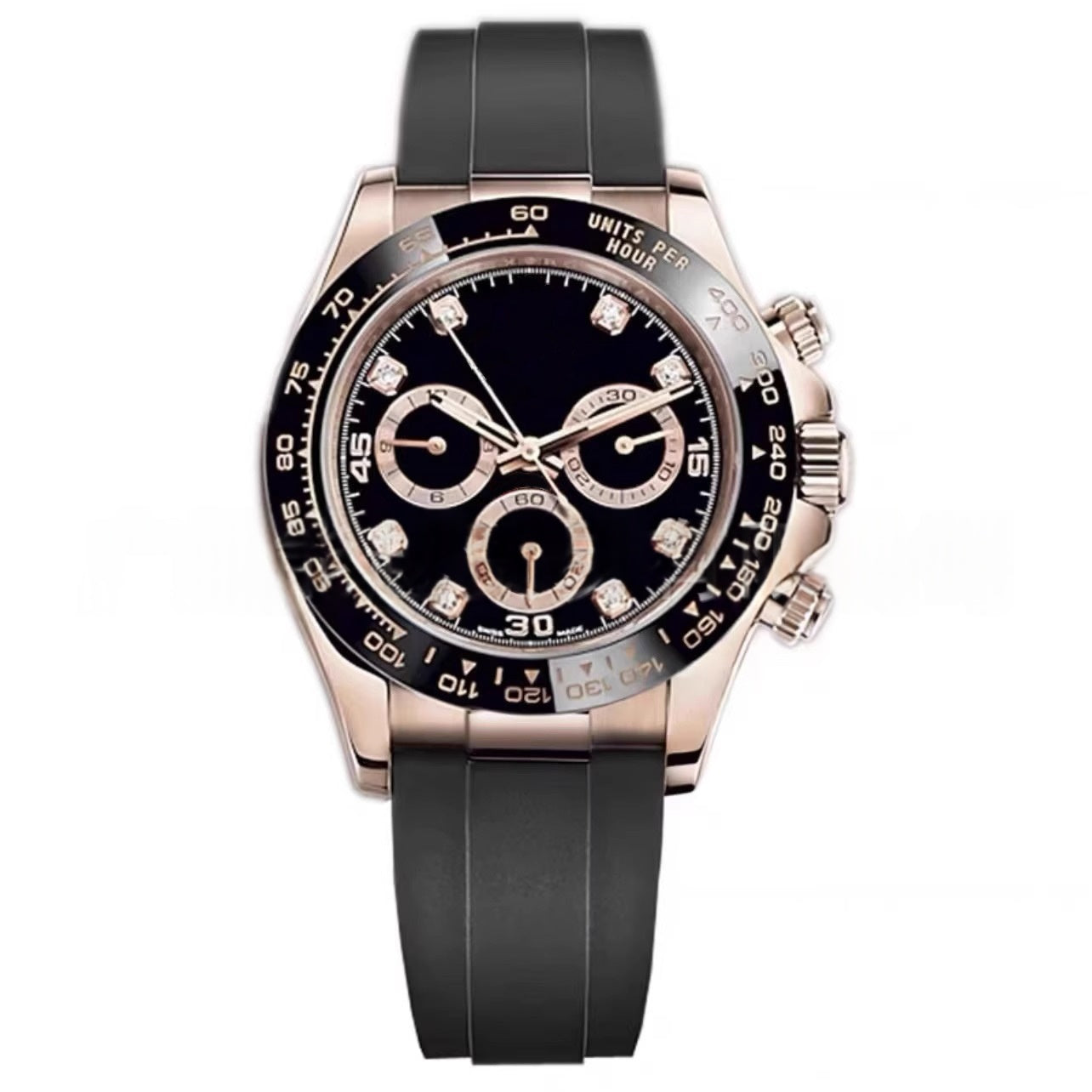 Montre mécanique homme avec une sangle en caoutchouc