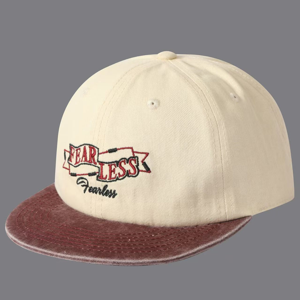 Street Casual Vintage Détresse Multi-couleur Brimmed Lettre brodée Bride plate Baseball