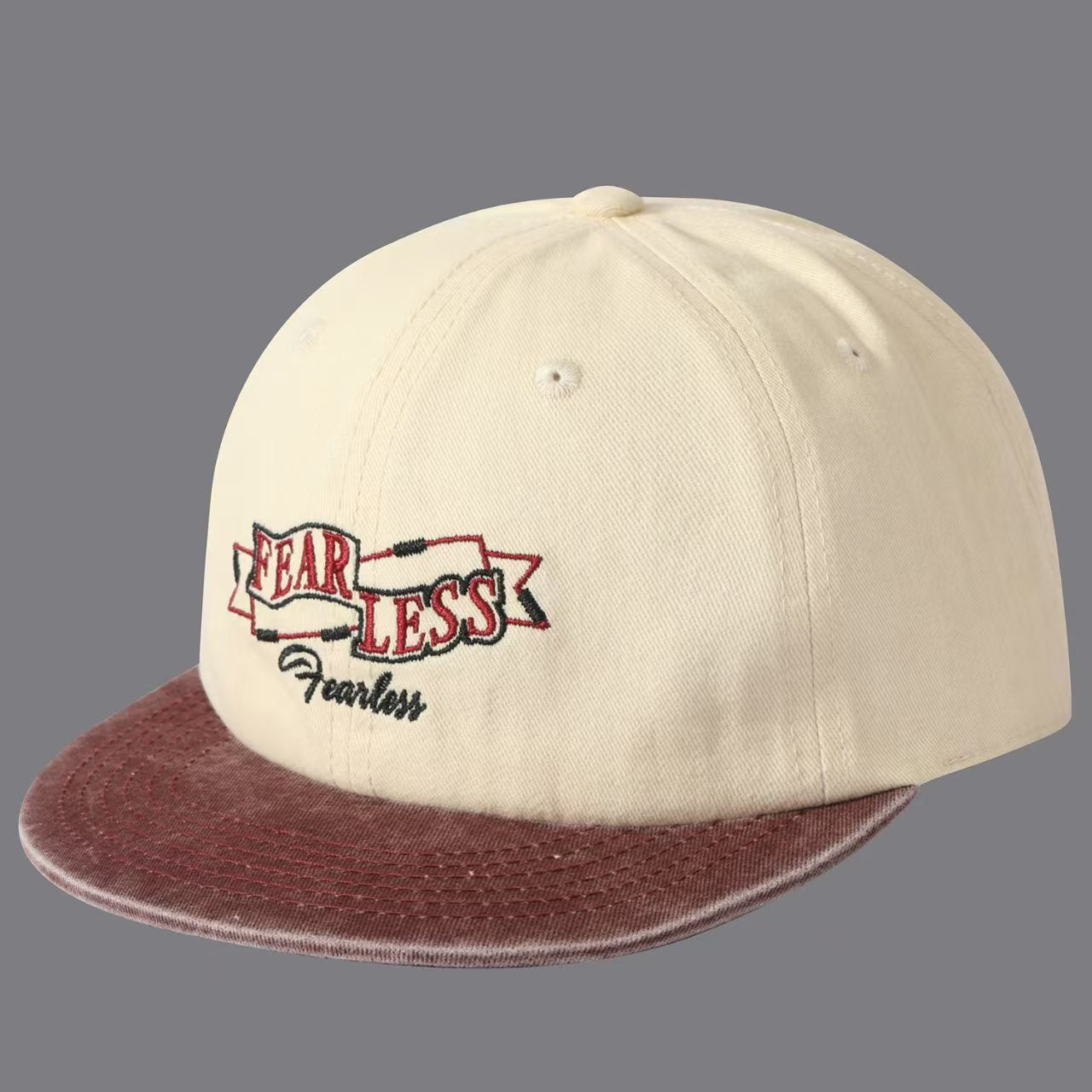 Street Casual Vintage Détresse Multi-couleur Brimmed Lettre brodée Bride plate Baseball