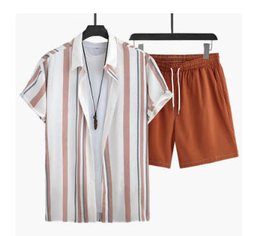 Ensemble de chemises pour hommes noir et blanc à rayures hawaïennes