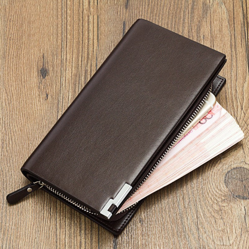 Zipper multifonctionnel pour hommes long portefeuille