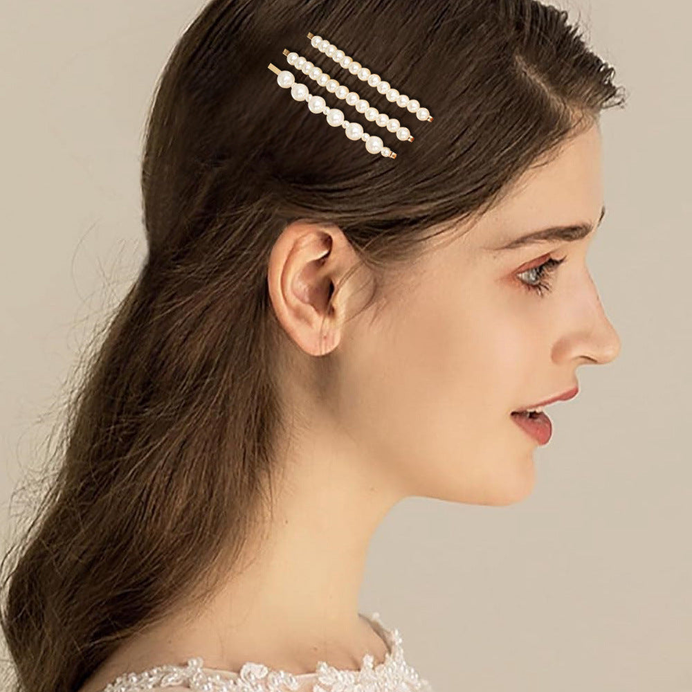 Accessoires pour cheveux Barrettes de perle Updo BB Clip épingle à cheveux rayé Fil de pêche tissé à la main H