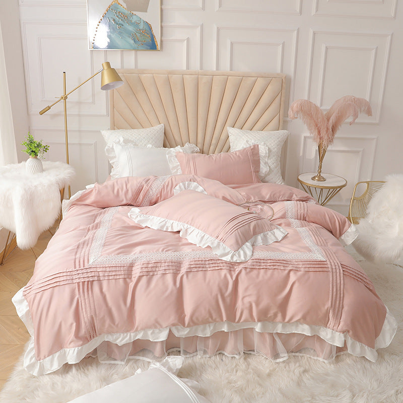 Dentelle Lit Jupe Quilt Couverture fille Coeur Ménage Literie Princesse coréenne Style Quatre pièces Q