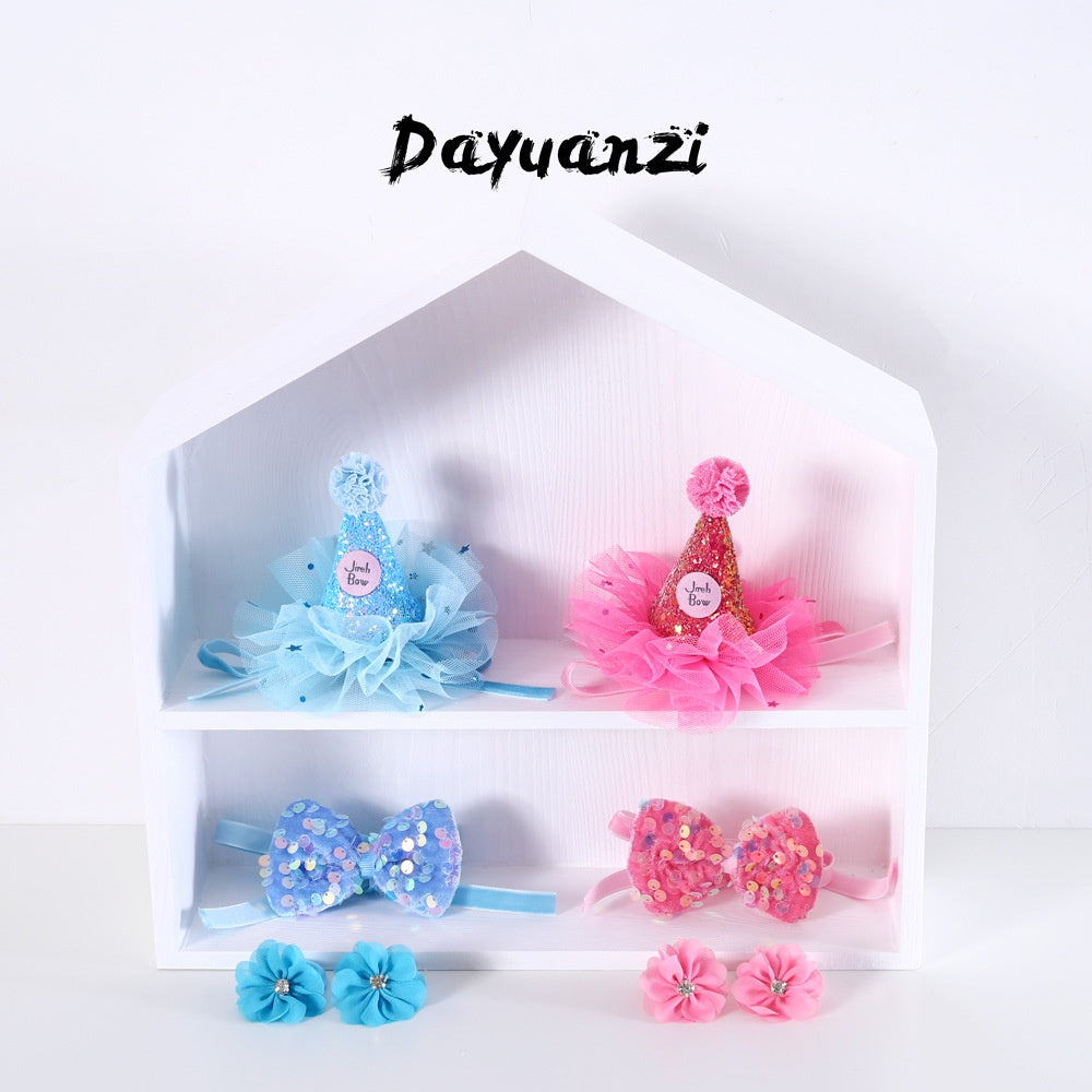 Chapeau d'anniversaire de chat Bow Tie Flower Party costume