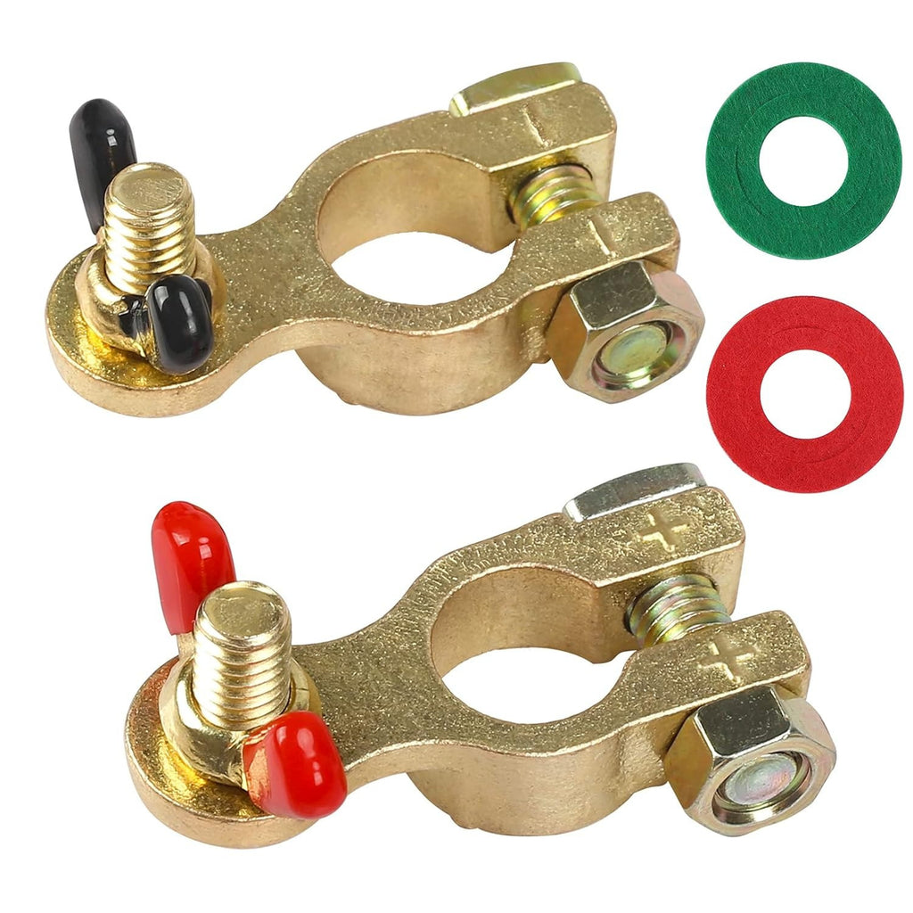 Battery terminal with red and green washers