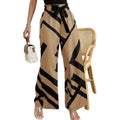 Elasticated wide-leg printed trousers with drawstring ties
