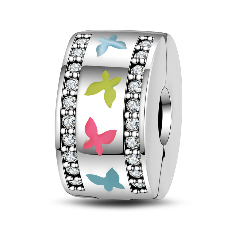 Argenté coloré Zircon Accent perles bracelet bricolage Charm