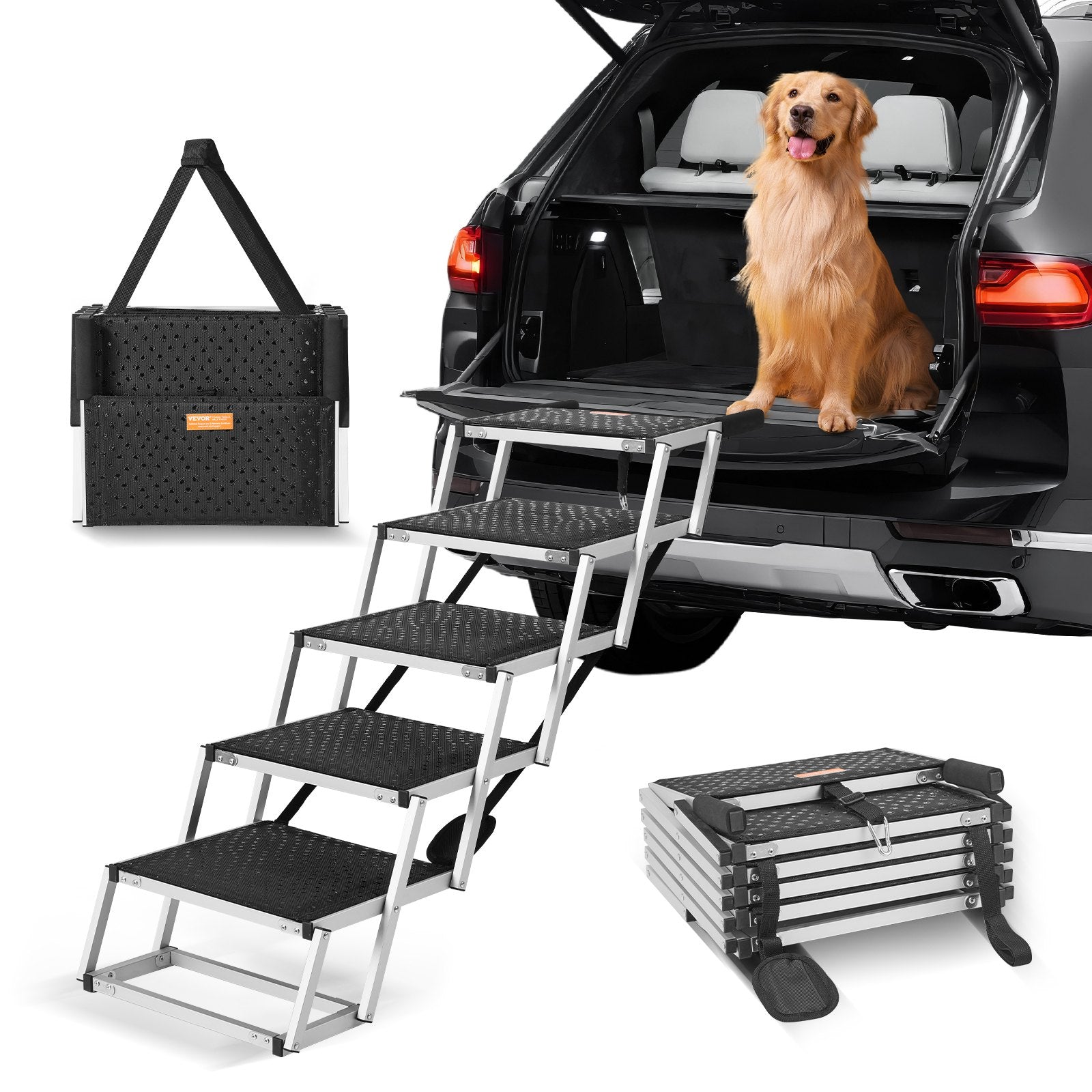 Escalier pour chiens pour voitures Étapes de pliage pour chiens jusqu'à 150 Lbs