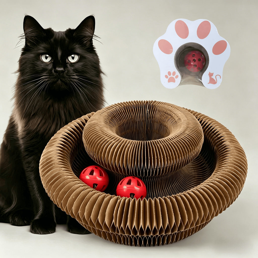 Chat poste de scratching avec pièces magnétiques Versatile carton ondulé et accordéon D
