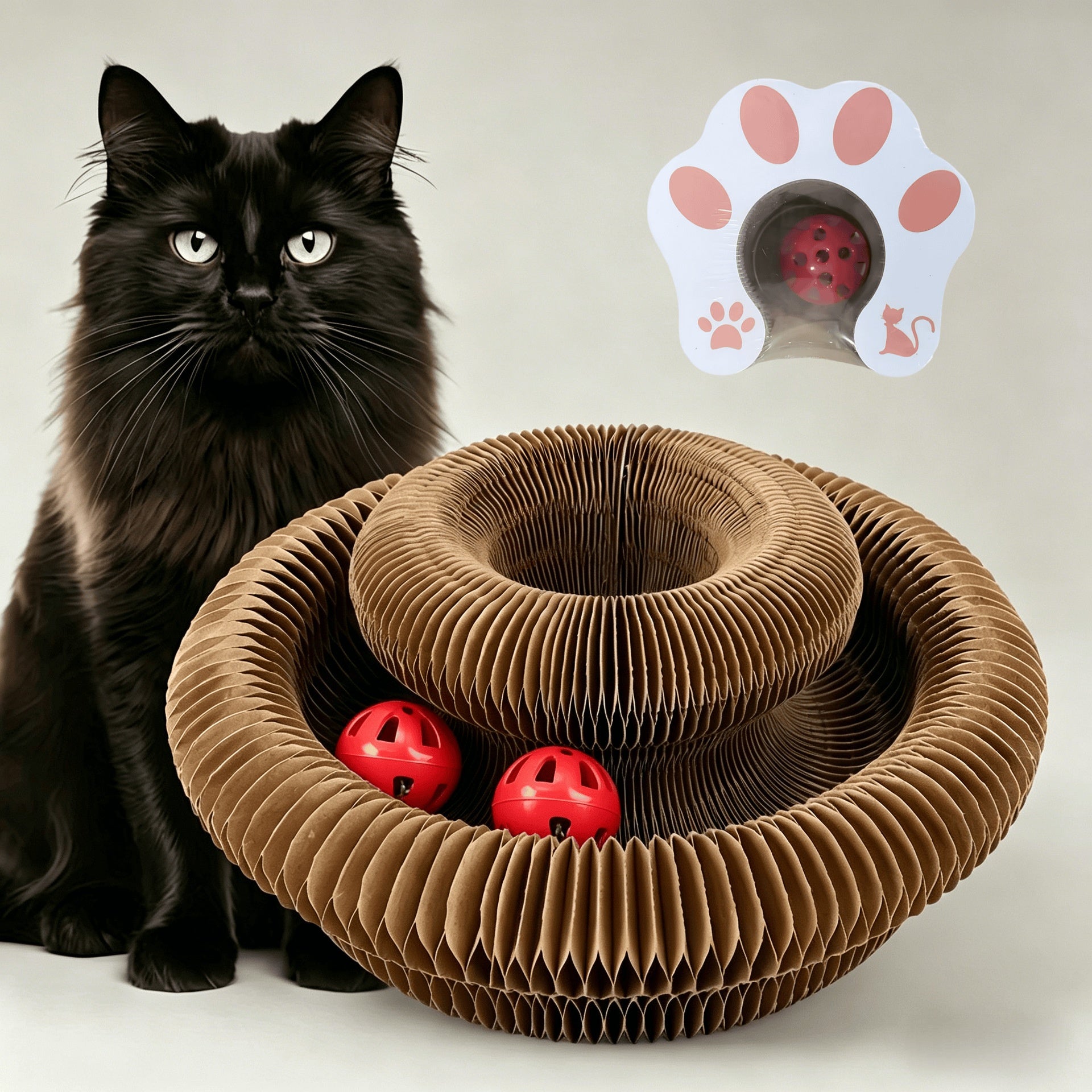 Chat poste de scratching avec pièces magnétiques Versatile carton ondulé et accordéon D
