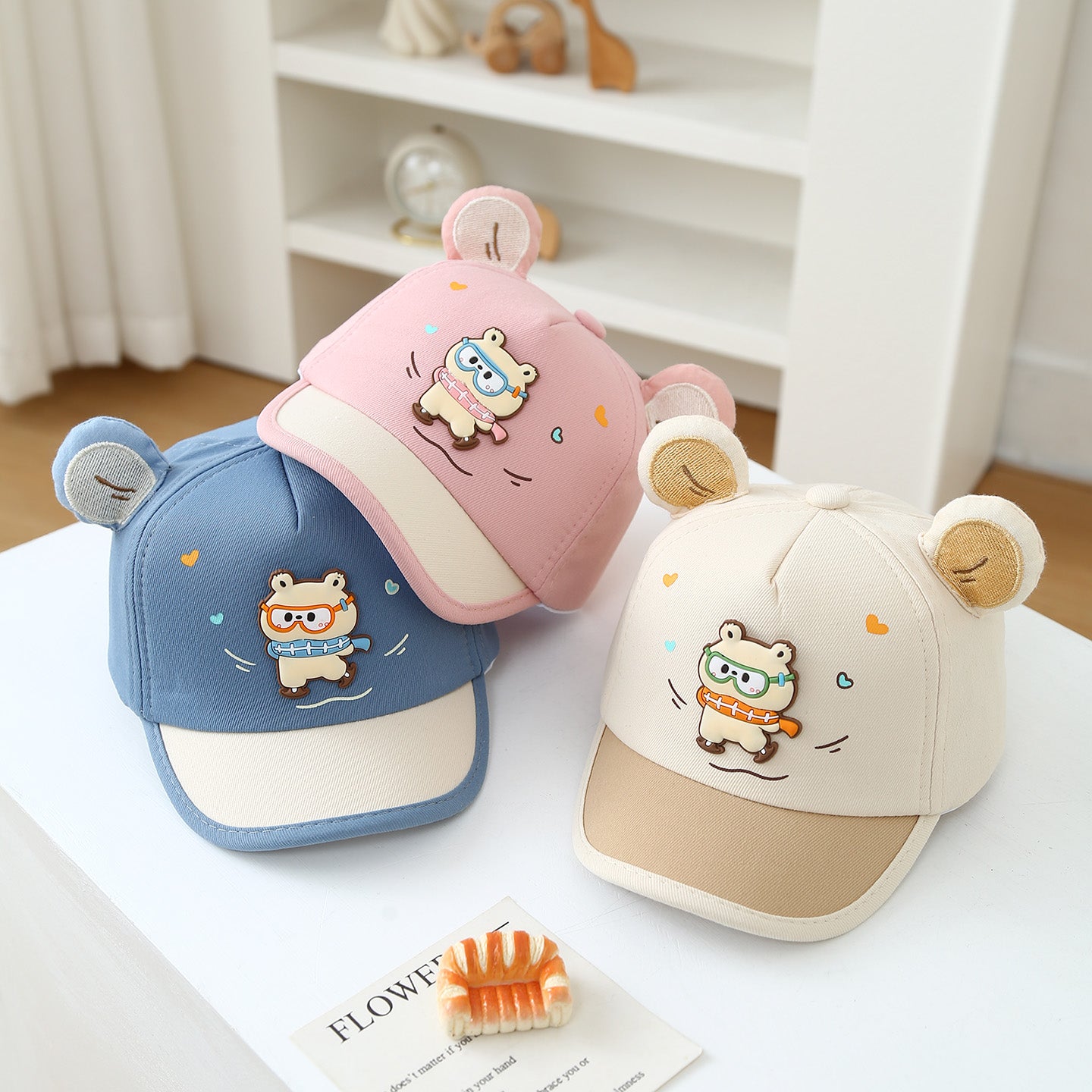 Été Garçons et filles Dessin Snowman 3D style oreille Casquette de baseball pour 3-18 mois vieux enfant