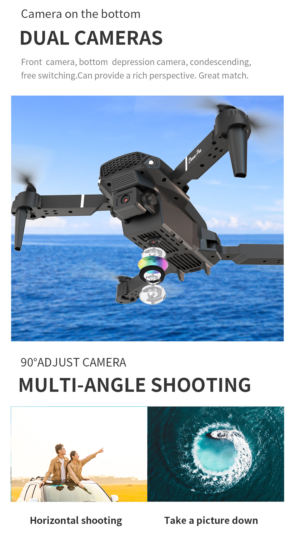 E88Pro - Caméra double - Double batterie-BLACK