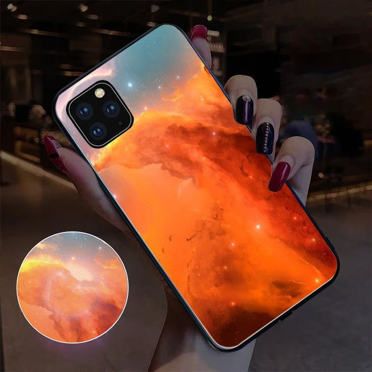 Cas de téléphone en verre lumineux simplicité et créativité