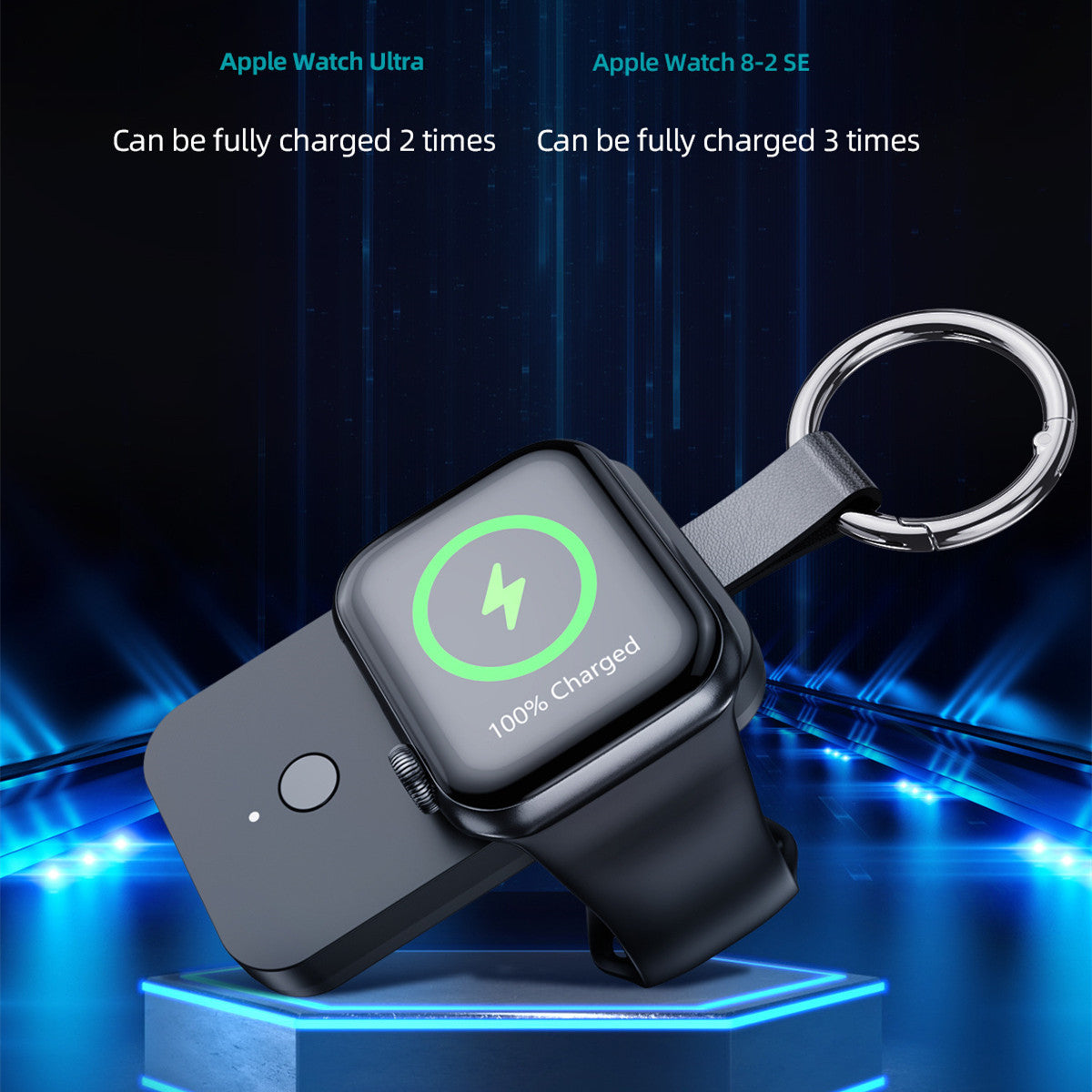 Portable 1000mAh Magnetic Watch Power Bank Porte-clés sans fil Chargeur