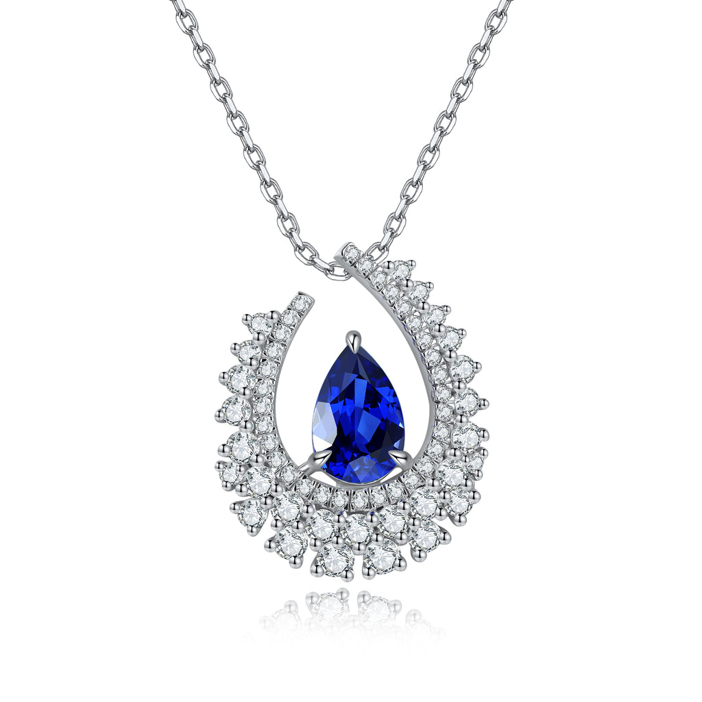 S925 Collier de pierre gemme en argent 4g créé en laboratoire