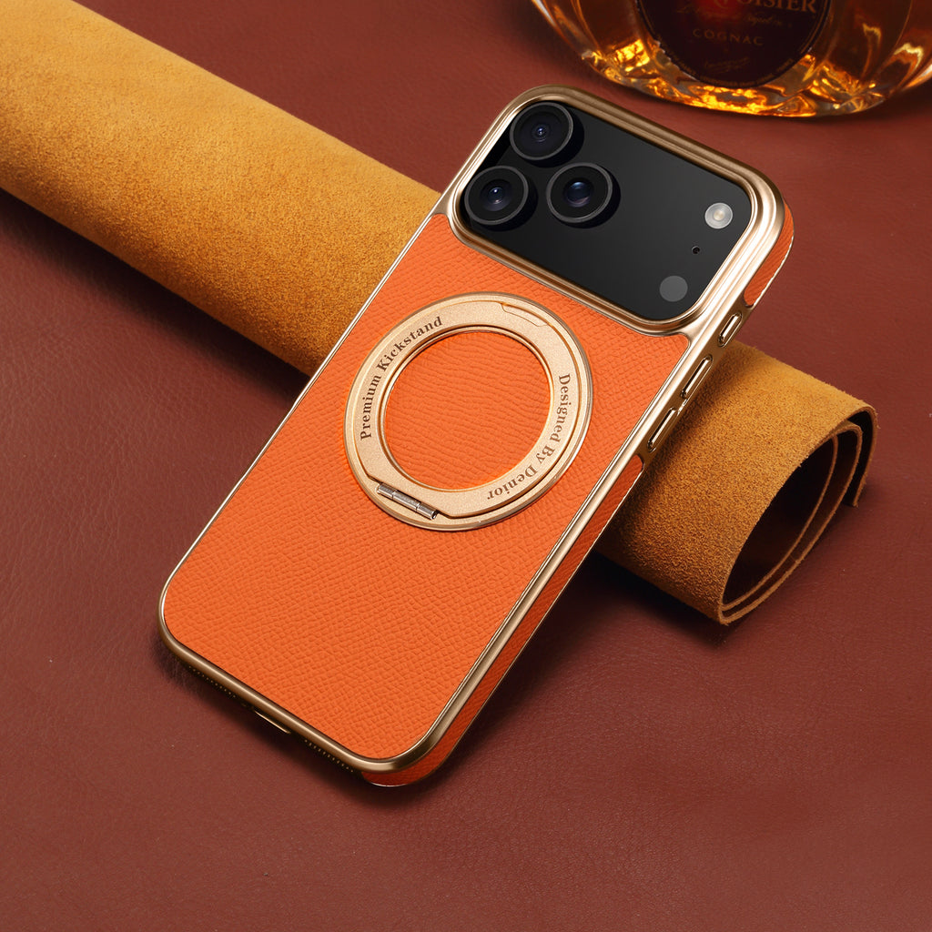 Boîtier de téléphone magnétique en cuir véritable denior
