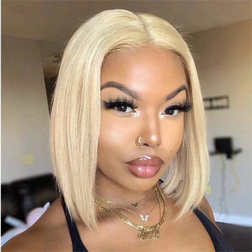 613 Blonde Bob Perruque courte droite Perruques cheveux humains pour les femmes