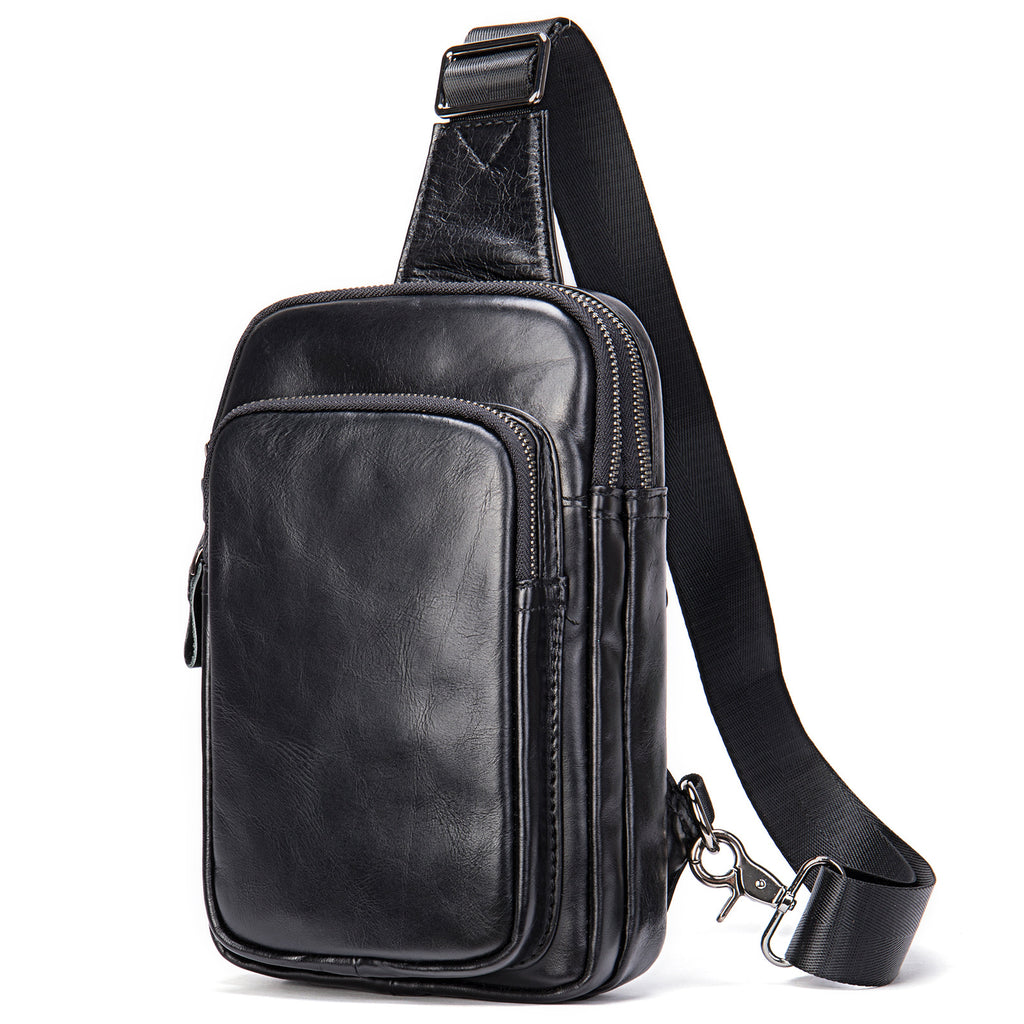 Sac de poitrine en cuir véritable pour homme