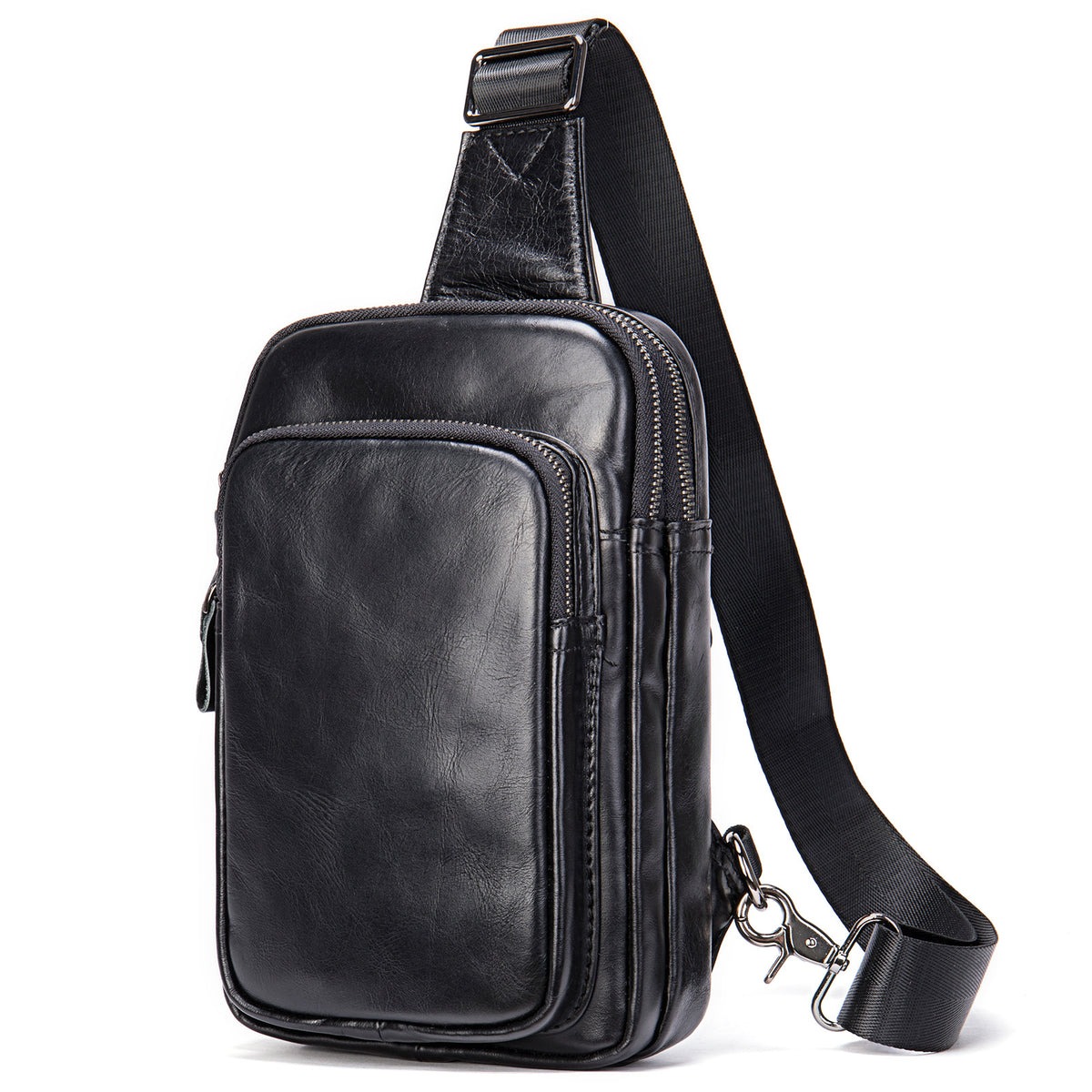 Sac de poitrine en cuir véritable pour homme