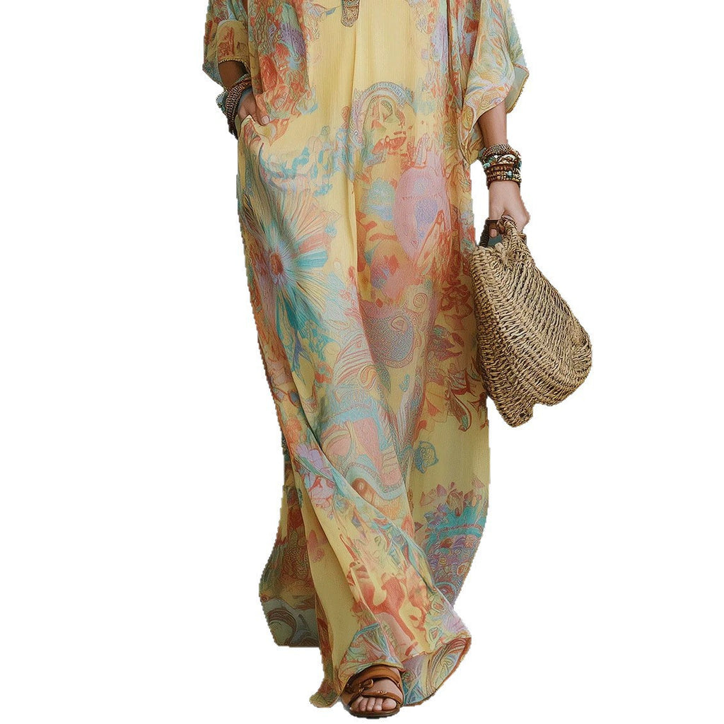 Women's Fresh and Flowy Printed Retro Dress