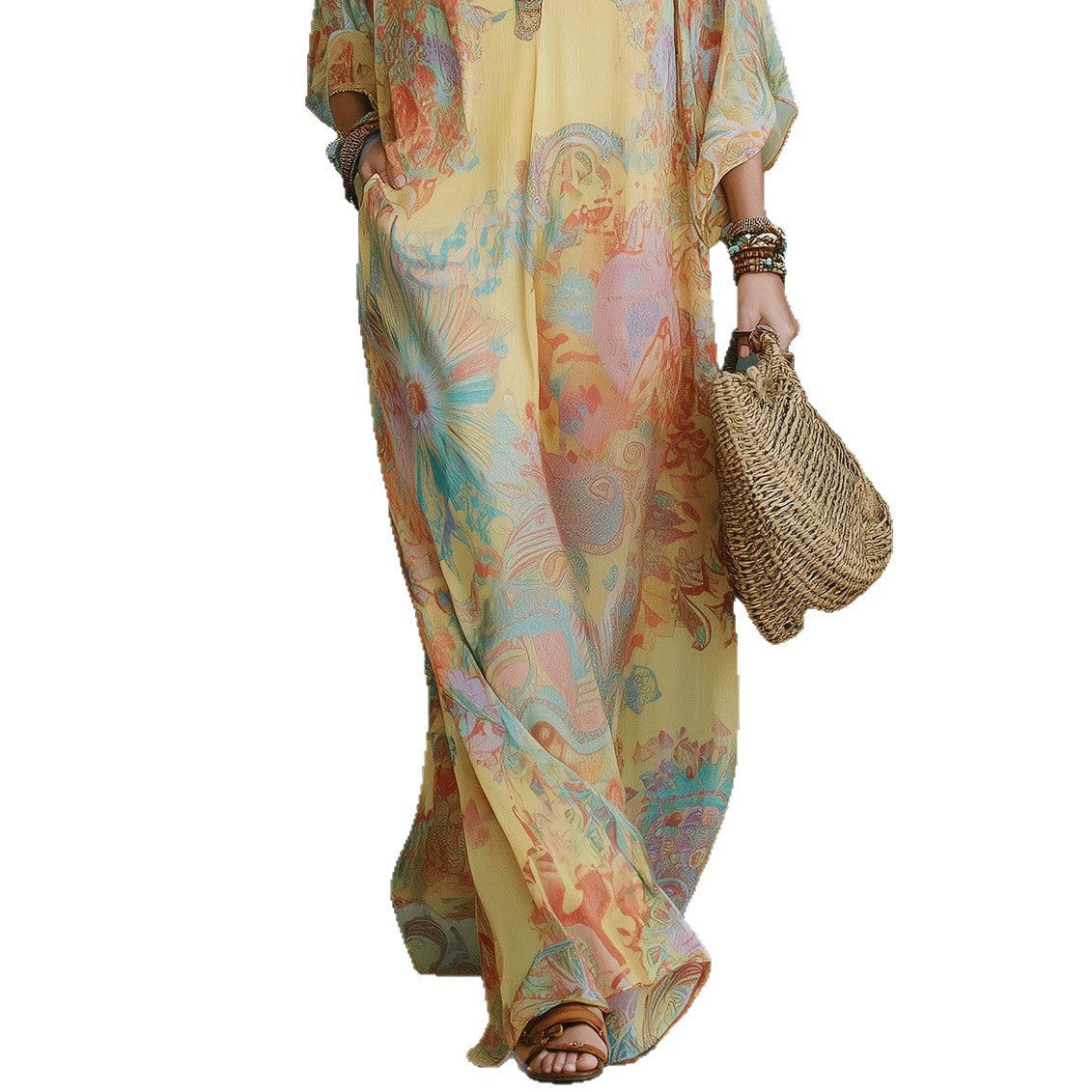 Women's Fresh and Flowy Printed Retro Dress
