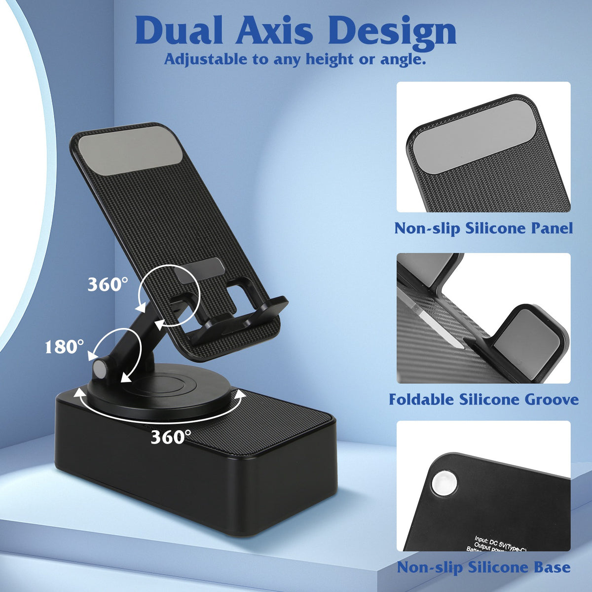 1Pc 4 En 1 haut-parleur sans fil pliable Support de téléphone avec Power Bank 360Degree Support rotatif