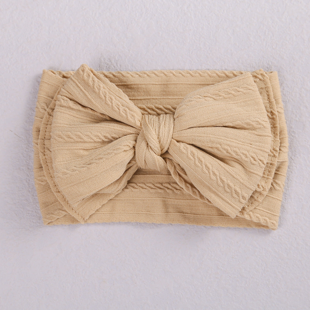Accessoires capillaires pour enfants Jacquard Nylon Bande de cheveux Double couche Bow