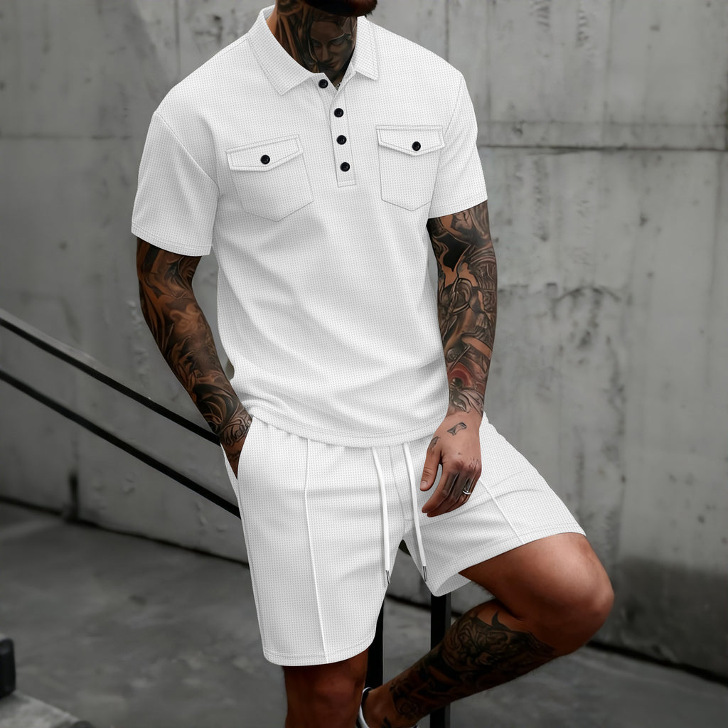 Ensemble de mode casual gaffle-weave homme