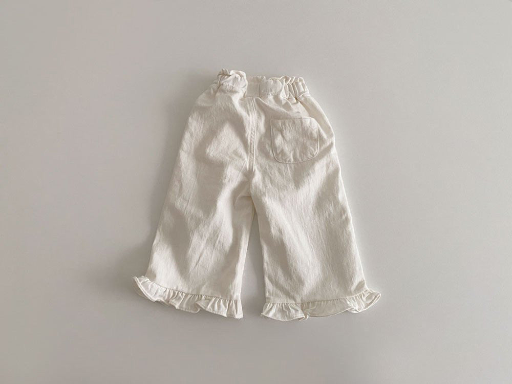 Printemps bébé fille Rétro oreille en bois Casual dentelle Pantalon large-lég enfant Pantalon de mode