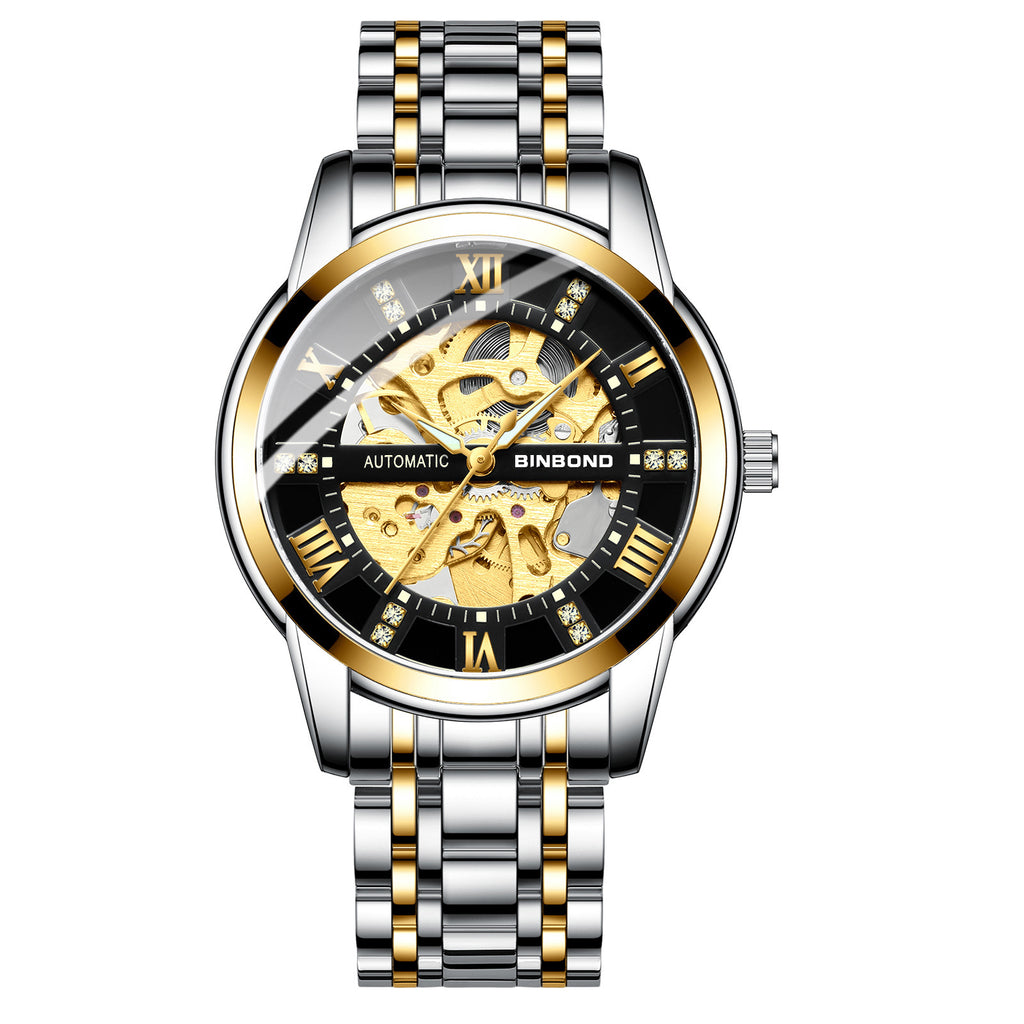 Montre mécanique automatique homme Lumineuse tendance de mode simple