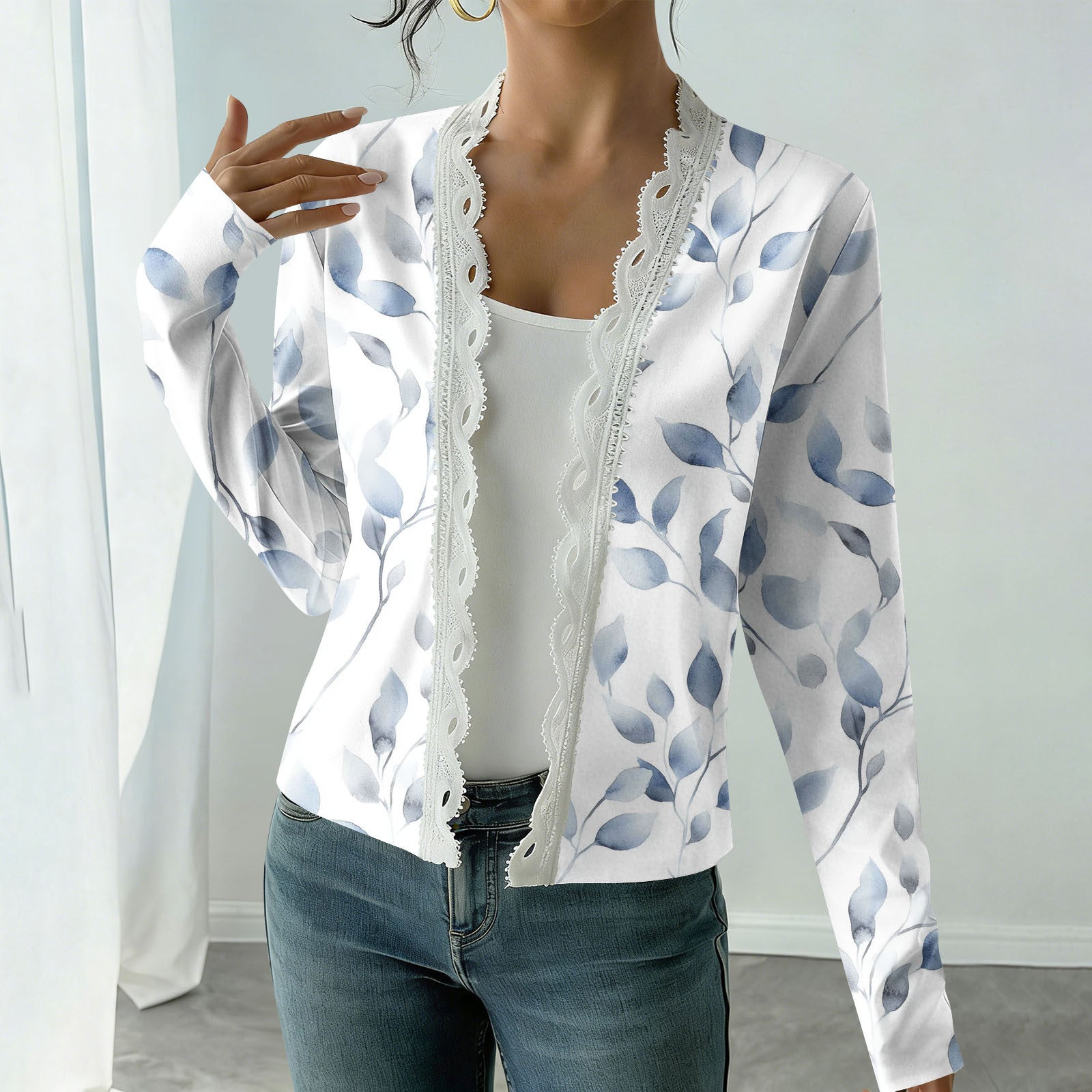 Élégant Cardigan imprimé à manches longues