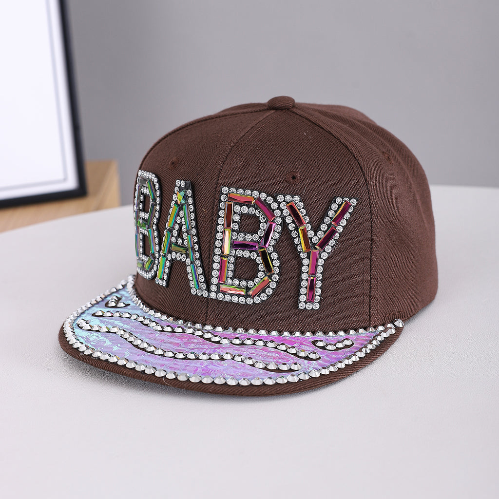 Men's and Women's Identique Colorful Diamond BABY Letter Stamping Diamond Brim Hat. Ce S