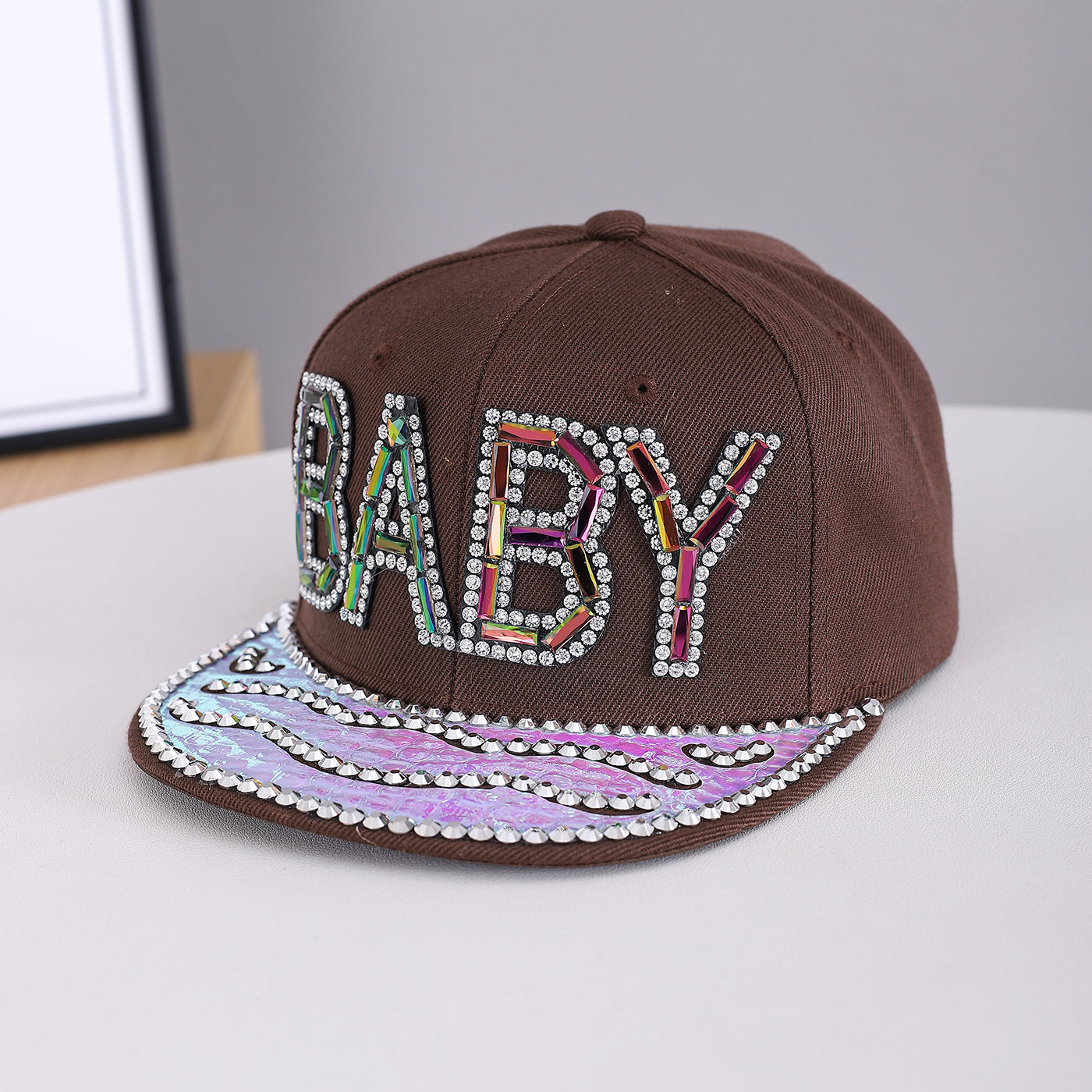 Men's and Women's Identique Colorful Diamond BABY Letter Stamping Diamond Brim Hat. Ce S